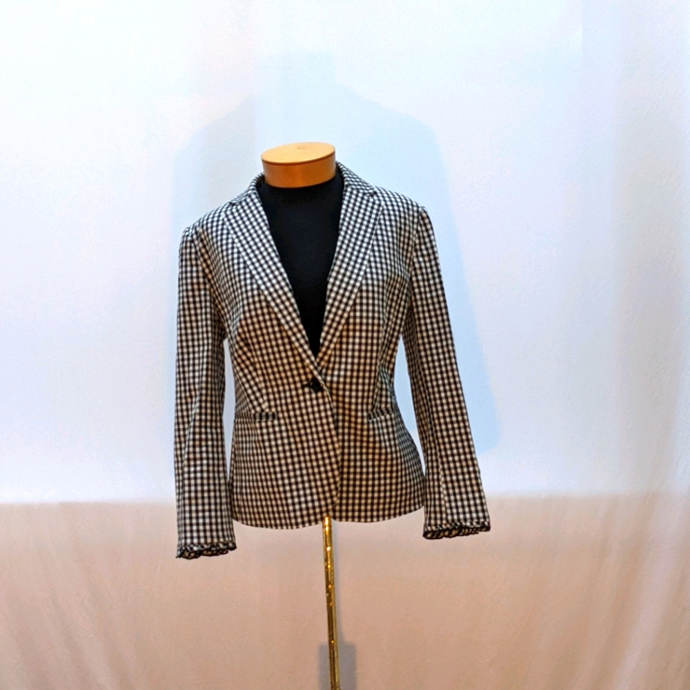 Ann Taylor black and white gingham blazer